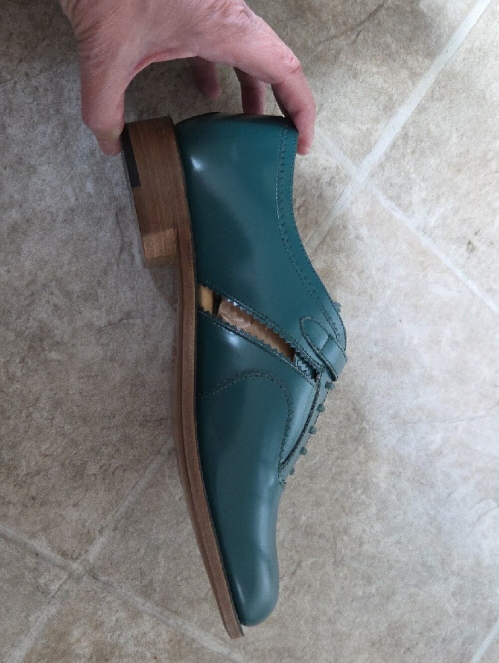 Ms Moody Women’s Green  Leather Loafers with Buckle Strap - Picture 2 of 8